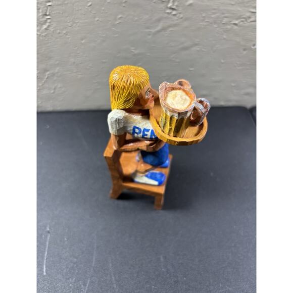 Vtg Penn State Hand Carved Wood Big Boob Blonde Waitress On Chair - Picture 4 of 6